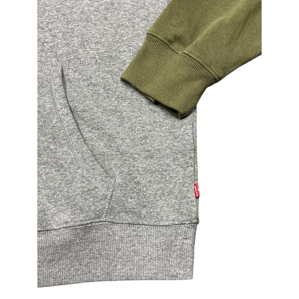 Levis Mens Raglan Hoodie Sweatshirt Green Gray Graphic Print Size XL - Picture 3 of 6